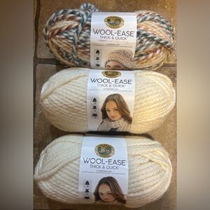 Lot Three Lion Brand Wool-Ease Yarn - 99 Fisherman - 610 Hudson Bay